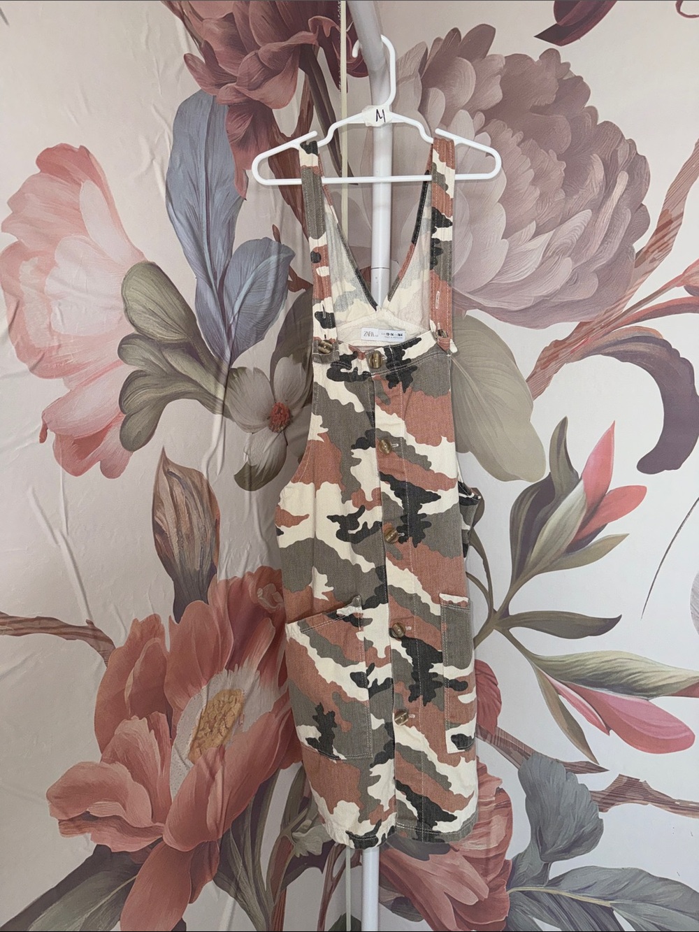 Kids ZARA Camo Print Sleeveless Denim Dress - Neutral Mix - 13-14